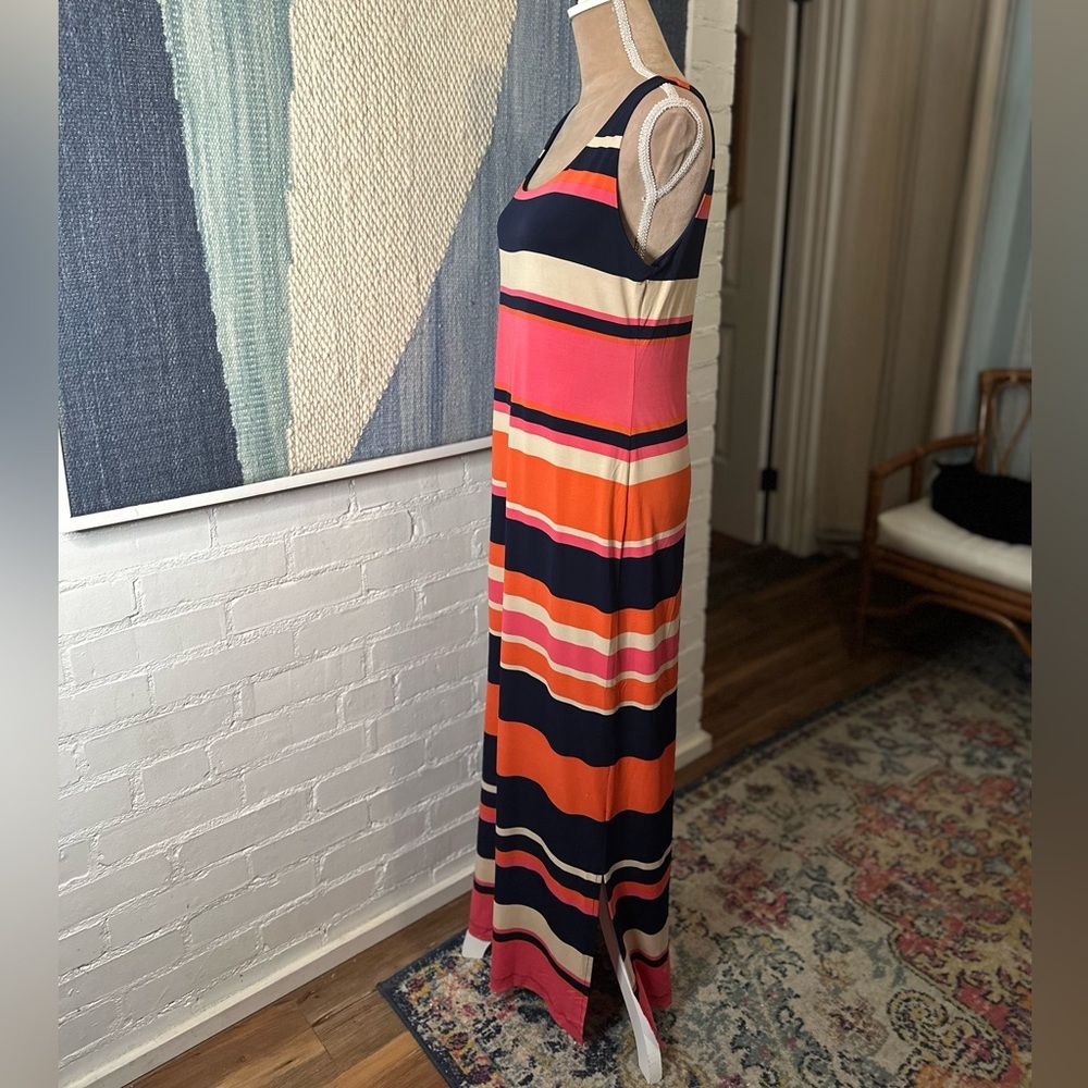 Jessica Howard Striped Neon Pink and Orange Maxi Dress - Picture 4 of 8
